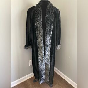 Cache Black Faux Fur Mobwife Old Money long trench coat